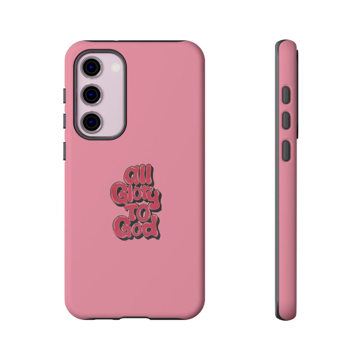 Christelijk telefoonhoesje Alle eer aan God roze mat