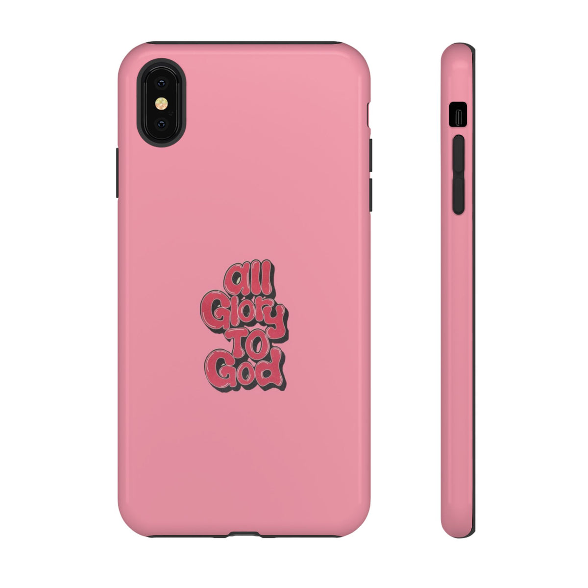 Christelijk telefoonhoesje Alle eer aan God roze mat