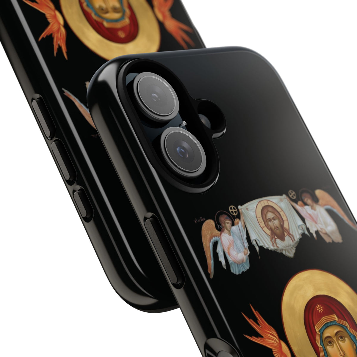 Christelijk telefoonhoesje De Heilige Maagd Maria zwart mat
