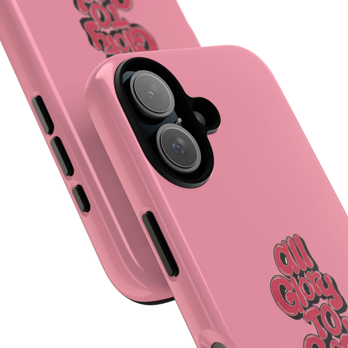 Christelijk telefoonhoesje Alle eer aan God roze mat