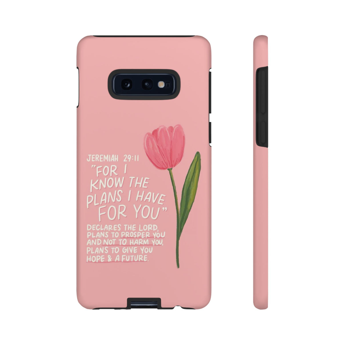 Christelijk telefoonhoesje Ik ken de plannen roze mat
