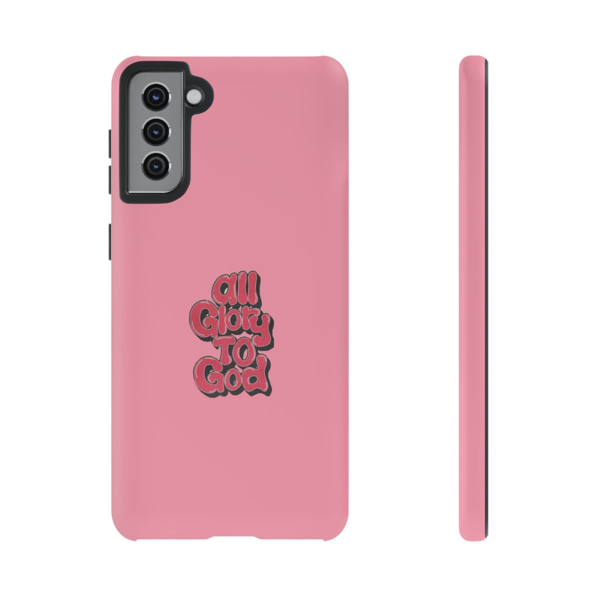 Christelijk telefoonhoesje Alle eer aan God roze mat