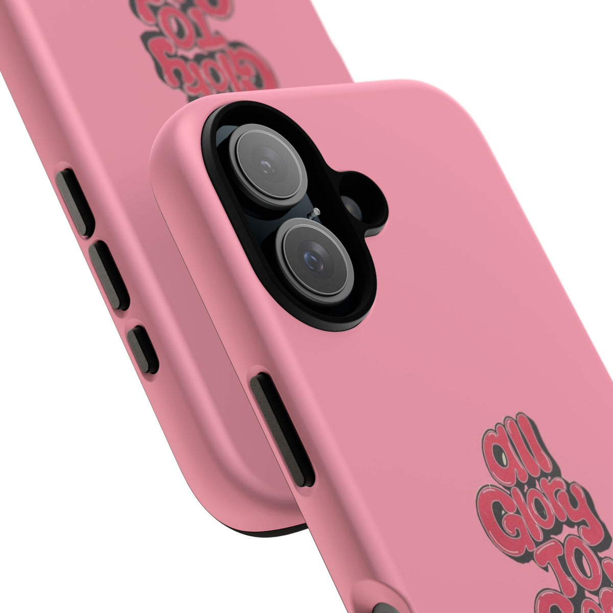 Christelijk telefoonhoesje Alle eer aan God roze mat