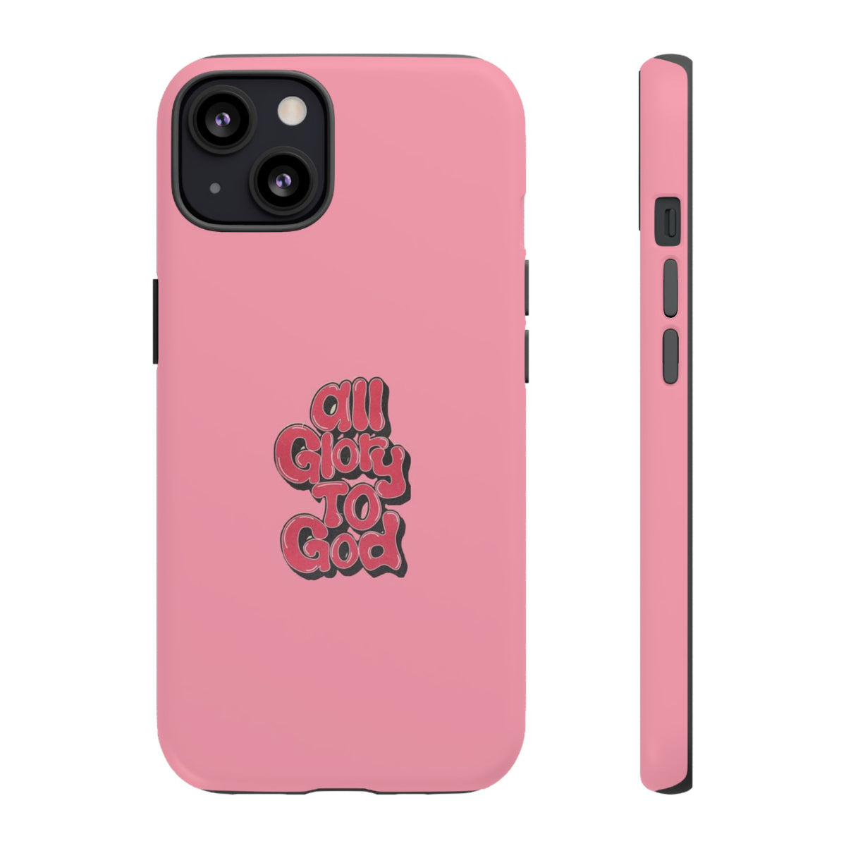 Christelijk telefoonhoesje Alle eer aan God roze mat