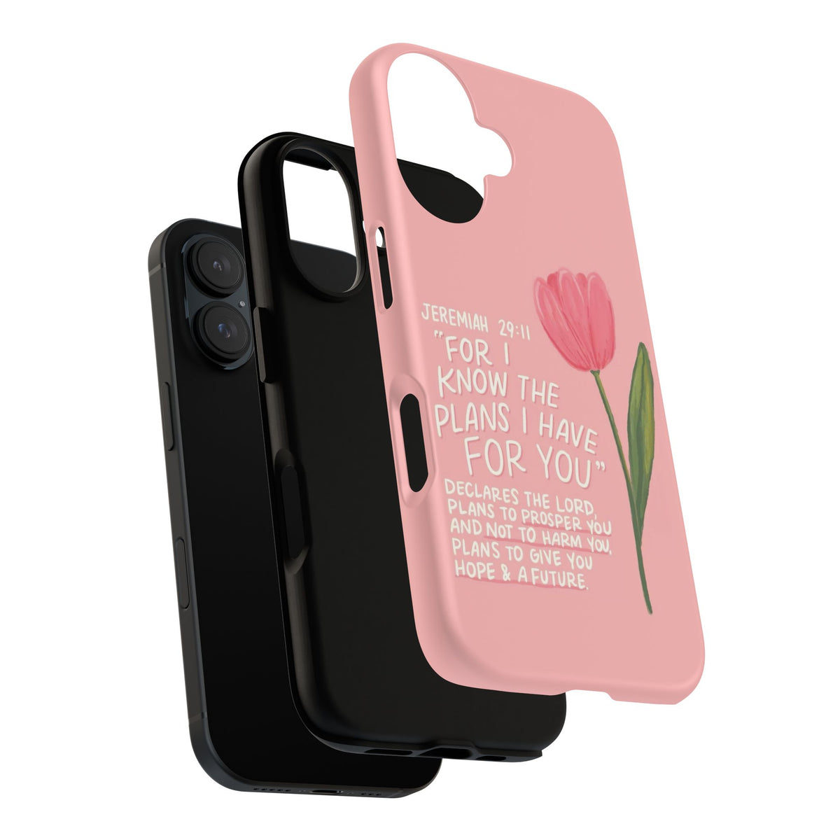 Christelijk telefoonhoesje Ik ken de plannen roze mat