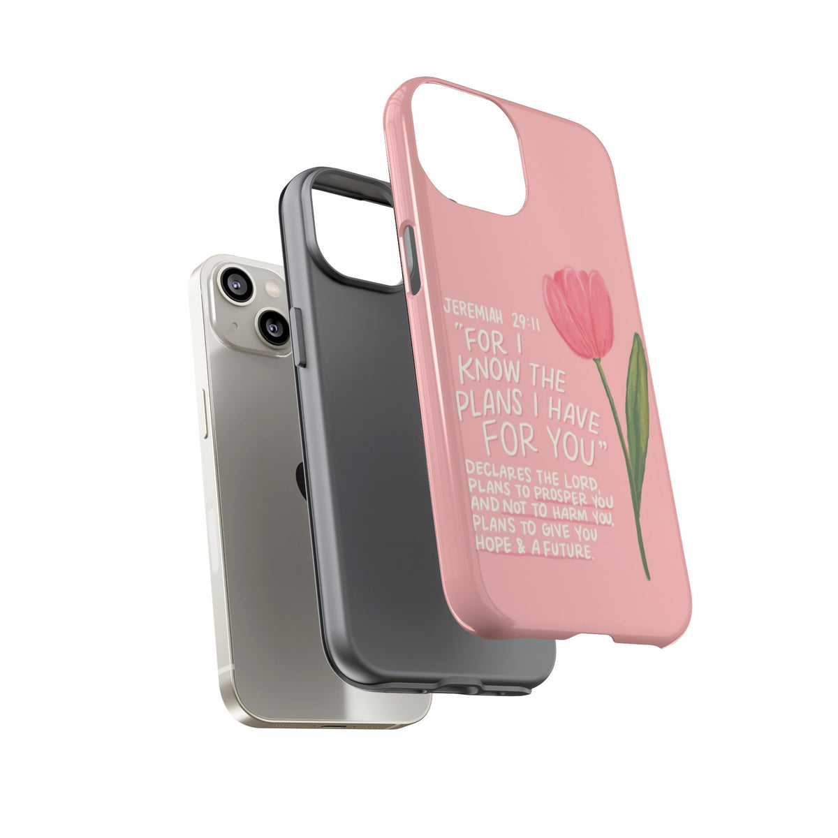 Christelijk telefoonhoesje Ik ken de plannen roze mat