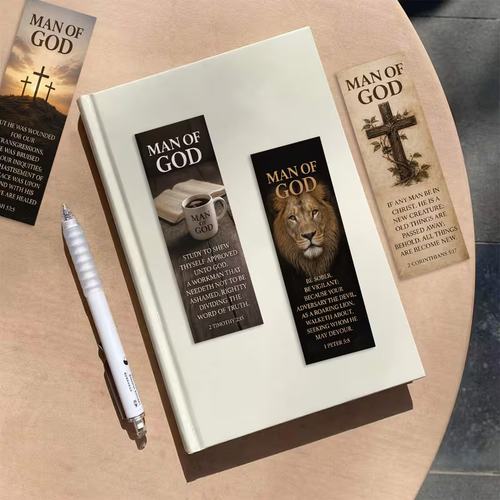 Christelijke boekenleggers Man of God bij een Bijbel