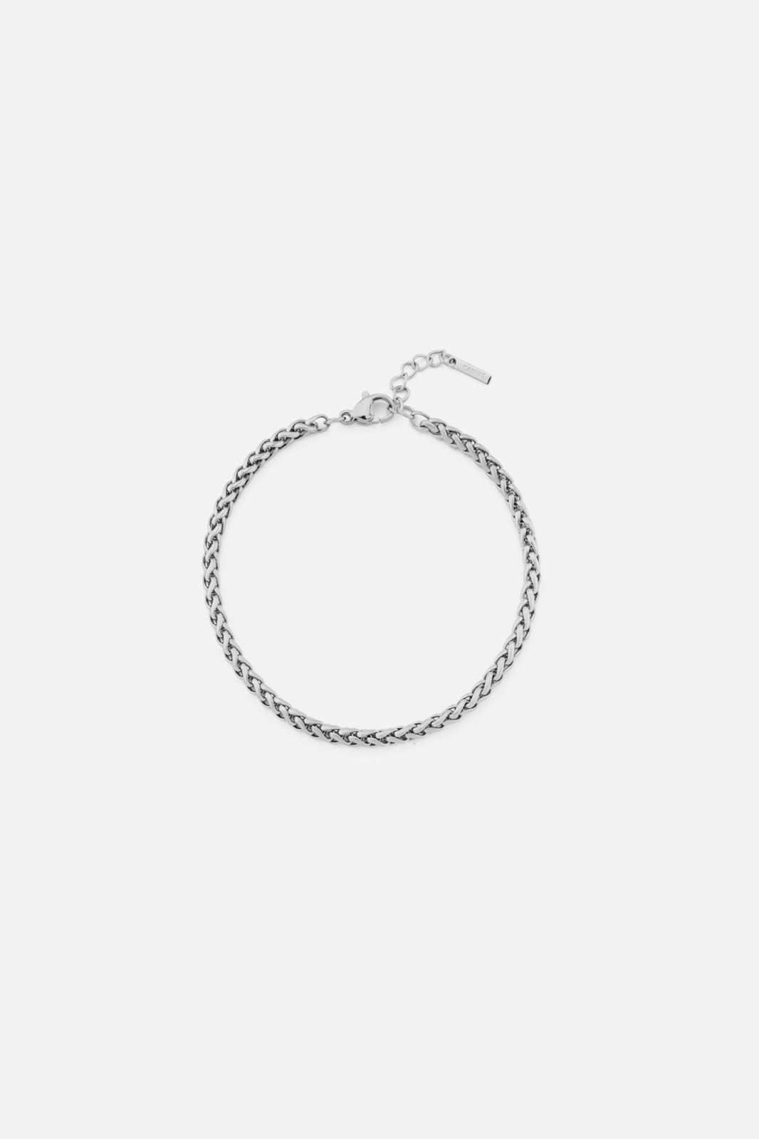 Wheat 3 mm Heren Vossenstaartarmband Zilverkleurig